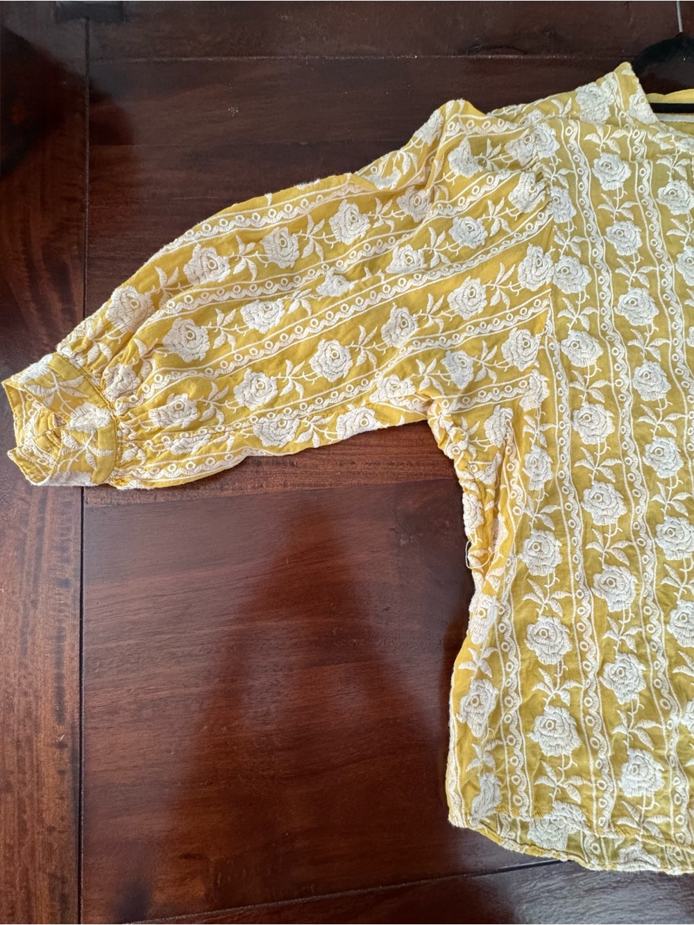 Pilcro by Anthropologie Yellow Embroidered Cotton Button Front Blouse XL - Picture 7 of 11